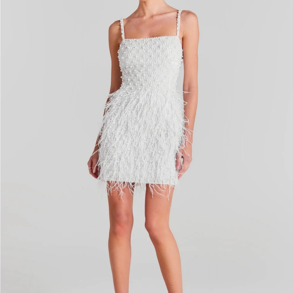 Elegant White Feathered Dress